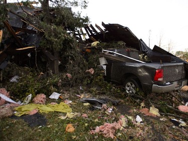 Damage from a tornado is seen in Dunrobin, Ontario west of Ottawa on Friday, Sept. 21, 2018. A tornado damaged cars in Gatineau, Que., and houses in a community west of Ottawa on Friday afternoon as much of southern Ontario saw severe thunderstorms and high wind gusts, Environment Canada said.
