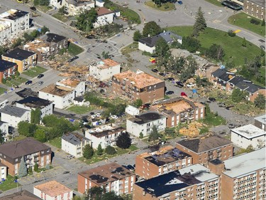 Damage from a tornado is seen in Gatineau, Que. on Saturday, Sept. 22, 2018.