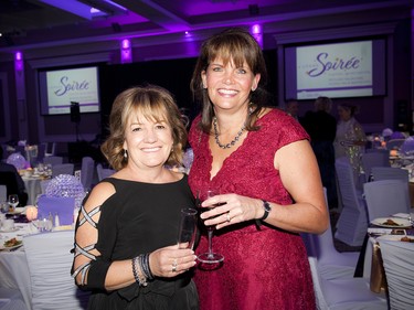 Director of education with the Ottawa Catholic School Board Denise Andre (left) and chair of the Spark Soirée committee Mychelle Mollot (right).