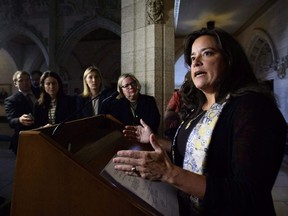 Justice Minister Jody Wilson-Raybould makes an announcement regarding family law on Parliament Hill in Ottawa on May 22, 2018.