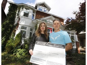 Dr. Hassan Moghadam and his wife, Litsa Karamanos, pose for a photo at their property in the Glebe.