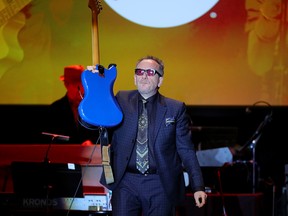Honouree Elvis Costello performs onstage during the Little Kids Rock Benefit 2017 at PlayStation Theater on October 18, 2017 in New York City.