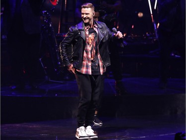 Justin Timberlake performs at the Canadian Tire Centre on Thursday, Oct. 11, 2018.