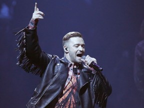 Justin Timberlake performs at the Canadian Tire Centre on Thursday, Oct. 11, 2018.