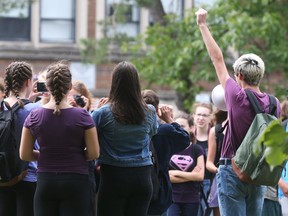 Students from Glebe Collegiate Institute were among those who walked out of class on Sept. 21 to protest the Ontario government's decision to revert back to a previous version of the sex-ed curriculum. Jean Levac/Postmedia