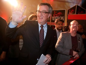 Jim Watson showed up to a throng of supporters at the RA Centre after winning his third term as Ottawa's mayor Monday night (Oct. 22, 2018).  Julie Oliver/Postmedia