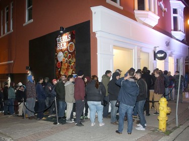 - Tweed store in downtown St. John's where a lineup formed in front and down around the corner for over a block Tuesday evening.