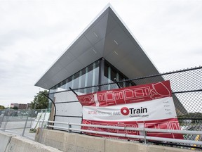 Tracks sit idle near the Cyrville Station of the Ottawa LRT Confederation Line.