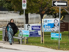 Municipal election signs along Elgin Street in Ottawa. October 1, 2018.