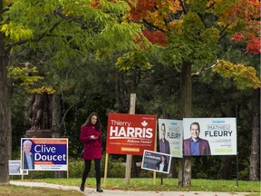 Municipal election signs along Laurier Avenue in Ottawa. October 1, 2018.