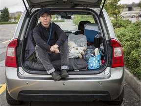 Naomi Chambers and her dog "Fyn" have been living in her car on-and-off all summer as she sorts out her housing situation.