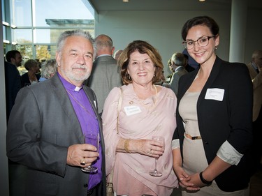 From left, Bishop John Chapman, Catherine Chapman of the Anglican Diocese of Ottawa and Clarissa Allen, a member of Cornerstone's Young Professionals Advisory Board.