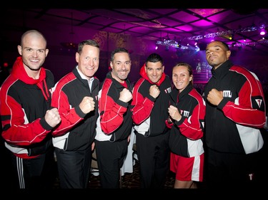 The red team of fighters, from left, Michael Bradley, Jeff Westeinde, Mitri Nesrallah, Jason Tilley, Daphne Ballard and Donnie Ruiz.