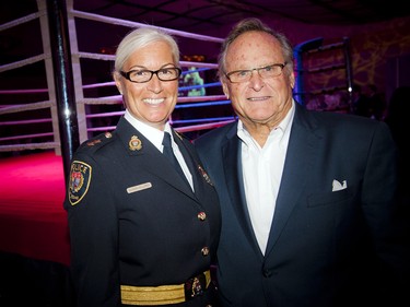 Ottawa Police Service Insp. Sandra McLaren and Bruce Hillary of Hillary's Cleaners were getting ready to cheer on McLaren's partner Scott McRae.