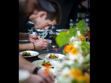 Chef Yannick LaSalle of Restaurant Les Fougères in Chelsea won the cooking competition-fundraiser that sends its winner to the Canadian Culinary Championships next year. LaSalle works on his dish of duck magret with Juniper Farm beets, Les Fougères garden red currants, black walnuts and black garlic mustard.