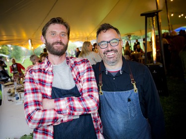 From left, chefs Jamie Stunt of DISH Catering and Chris Deraiche of the Wellington Gastropub.