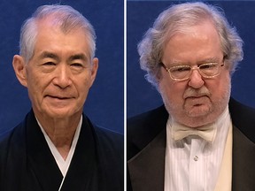 Tasuku Honjo, left, of Japan and James P Allison of the US. They won the 2018 Nobel Medicine Prize for research that has revolutionised the treatment of cancer, the jury said on October 1, 2018.