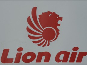 (FILES) This file picture taken on March 18, 2013 shows the logo for Lion Air, Indonesia's largest private carrier, displayed in Jakarta. - An Indonesian Lion Air passenger plane crashed on October 29, 2018.