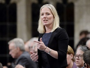 Environment Minister Catherine McKenna speaks during question period in the House of Commons on Parliament Hill, in Ottawa on Tuesday, Oct. 16, 2018.
