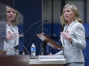 Calgary 2026 Bid Corporation CEO Mary Moran delivers technical elements of its plan for the 2026 Olympic and Paralympic Winter Games to Calgary City Council, in Calgary, Alta., on September 11, 2018.