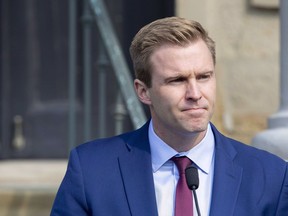 New Brunswick Liberal Leader Brian Gallant addresses the media after meeting with Lieutenant Governor of New Brunswick Jocelyne Roy-Vienneau, in Fredericton on Tuesday, Sept. 25, 2018.