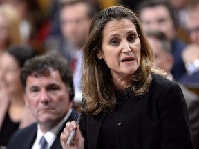 Foreign Affairs Minister Chrystia Freeland has filled two new senior diplomatic posts to lead the Canadian consulates in Detroit and Los Angeles. Freeland responds to the opposition during question period in the House of Commons on Parliament Hill, in Ottawa on Tuesday, Oct. 2, 2018.