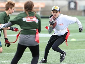 Action from the CFL/NFL Flag Football Tournament during Grey Cup Week in Ottawa in November 2017. Eric Noivo/Canadian Football League