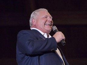 Ontario Premier Doug Ford speaks to supporters at Ford Fest in Vaughan, Ontario on Saturday September 22, 2018.