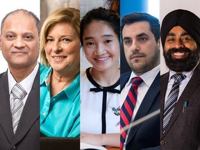 Candidates for Ward 22, Gloucester-South Nepean, were (left to right): Zaff Ansari, Carol Anne Meehan, Irene Mei, Michael Qaqish and Harpreet Singh.