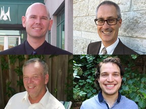 Candidates for Ward 9 - Knoxdale-Merivale Clockwise from top left James Dean, Keith Egli, Luigi Mangone and Peter Anthony Weber
