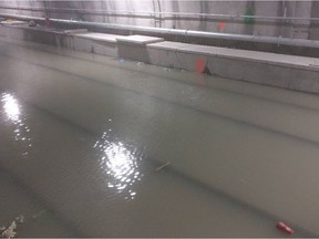 Photo of water in the LRT tunnel, supplied by the Ottawa and Distirct Labour Council.