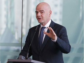 FIFA President Gianni Infantino speaks during an inauguration ceremony for the new building of the Asia Football Confederation in Kuala Lumpur, Malaysia, on Tuesday.