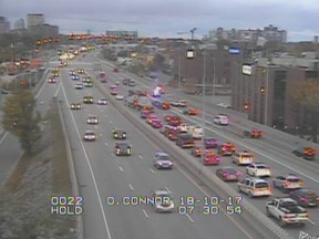 Crews clean up crash on Highway 417 near O'Connor Wednesday, Oct. 17.