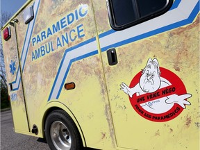 Multi-coloured ambulance in Gatineau, Quebec.