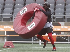 New Ottawa Redblack Chris Ackie took part in practice at TD Place on Thursday, Oct. 11, 2018. Ackie was just traded to Ottawa from Montreal.