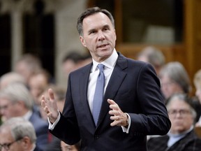 Finance Minister Bill Morneau speaks during question period in the House of Commons on Parliament Hill, in Ottawa on Tuesday, Oct. 16, 2018.