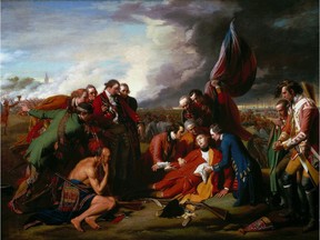 Painting by Benjamin West called The Death of General Wolfe, 1770.