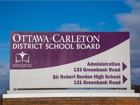 Sign for Ottawa-Carleton District School Board 133 Greenbank Rd. Photo by Wayne Cuddington/ Postmedia 

Stock STK