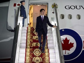 Prime Minister Justin Trudeau arrives in Yerevan, Armenia on Wednesday, Oct. 10, 2018, to attend la Francophonie summit.