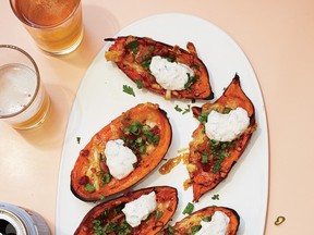 Sweet Potato Skins with Pancetta and Chipotle Crema from Bong Appétit by Editors of Munchies.