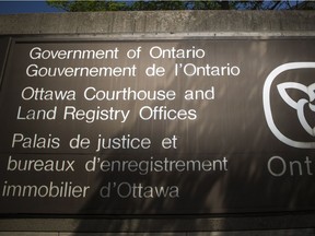An exterior file photo of the Ottawa courthouse on Elgin Street.