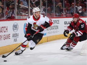 Christian Jaros in action with the Senators during their Oct. 30 road game against the Arizona Coyotes.