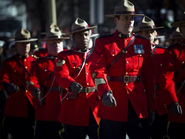 The RCMP Veterans' Association took part in a march during a Remembrance Day ceremony at the National War Memorial in Ottawa on Sunday, November 11, 2018.