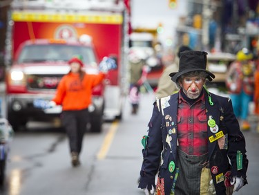 One of many clowns at the 49th Annual Help Santa Toy Parade Saturday, November 17, 2018.  Ashley Fraser/Postmedia