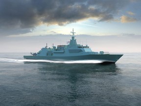 An artist's rendering of the Type 26 Global Combat Ship, Lockheed Martin's proposed design for Canada's $60-billion fleet of new warships.