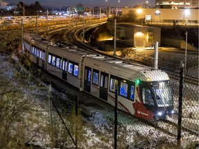 A LRT train is tested along the Confederation Line near the Cyrville Station. November 14, 2018.