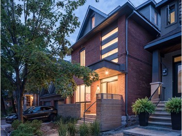 During renovation, the existing Glebe character of the home was preserved while adding contemporary elements like a vertical wooden-slated front porch, exterior wooden slates on the window and a rich wooden door.