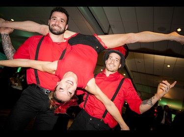 Montreal's Cirque Carpe Diem performed at Saturday's event. From left, Max Yentin, Karen Arseneault and Jason Lee.