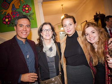 From left, Guillermo Trejo, co-curator from Studio Sixty Six, Carrie Colton, director of Studio Sixty Six, along with gallery assistants Sophie Zufferey and Lesley McNaughton.