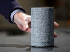 An Amazon Echo smart speaker. Apple Music will be available on Amazon’s Echo devices starting mid-December.